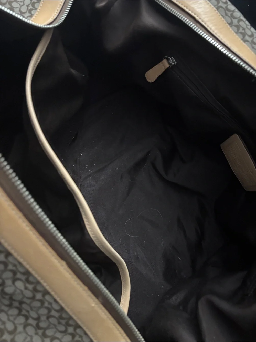 Coach Brown Signature Canvas Duffel with Tan Leather Trim